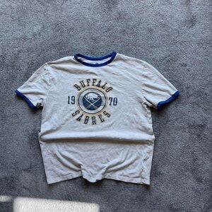 Buffalo Sabres Gray and Blue Men's Short Sleeve Tee